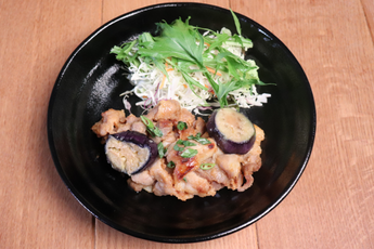 豚バラとナスのはちみつ味噌漬け焼き