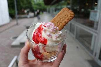 ベリーソースのバニラソフトクリーム