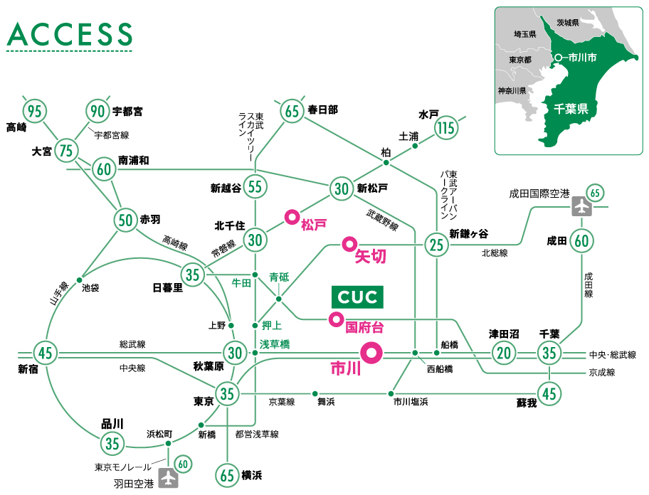 千葉商科大学 市川キャンパス周辺の地図